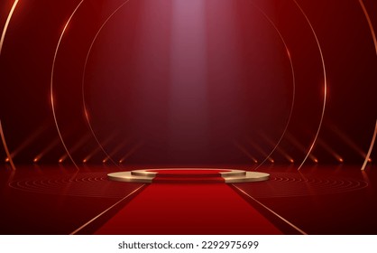 Red and gold podium with light effect