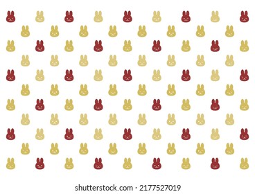 Red and gold rabbit pattern. Vector illustration. Simple design. White background. 