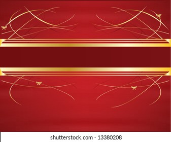 Red and gold ribbon background 5