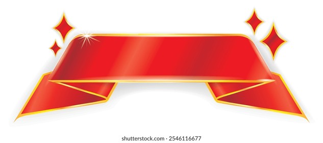 Red Gold ribbon banner. Vector gradient banner illustration