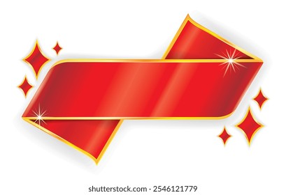 Red Gold ribbon banner. Vector gradient banner illustration