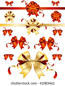 Red and gold ribbon and bow set