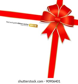 Red and gold ribbon vector illustration christmas and new year