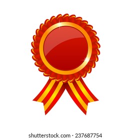 Red and gold ribbons award, vector illustration
