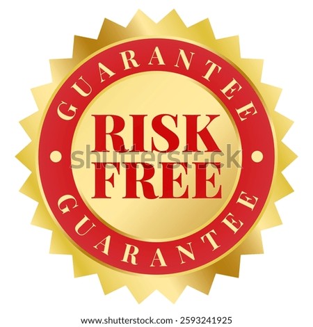 Red and Gold Risk Free, Guarantee isolated stamp, sticker, sign vector illustration