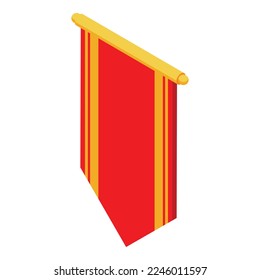 Red gold roll icon isometric vector. Chinese scroll. Paper board