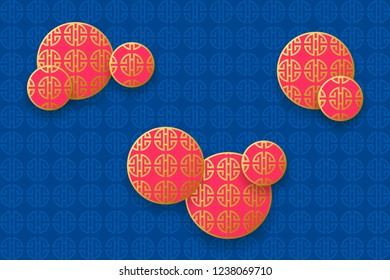 Red and Gold round frames for text. Design for Chinese New Year. Vector illustration EPS10