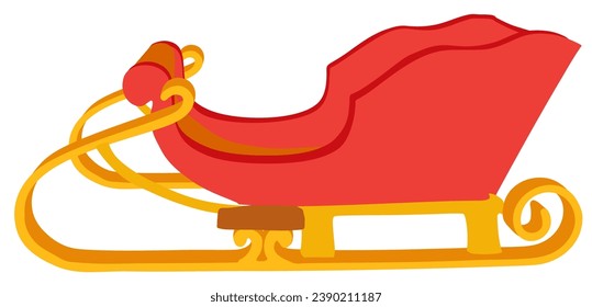 Red and gold santa sleigh vector.