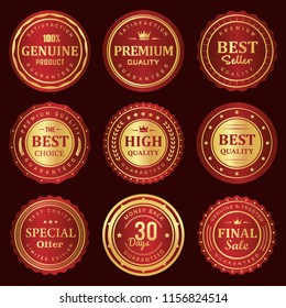 Red and gold seal badge label quality