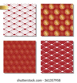 Red gold seamless chinese pattern