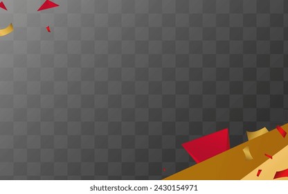 Red and Gold Shards Business Vector Transparent  Background. Trendy Design. Luxury Minimal Shapes Card. Geometric Presentation.