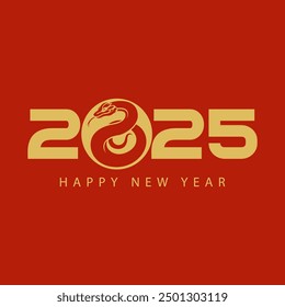 Red and gold snake Happy New Year design for festive invitations, greeting cards, banners, social media posts, and decorations.