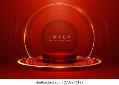 Red and gold stage with light effects