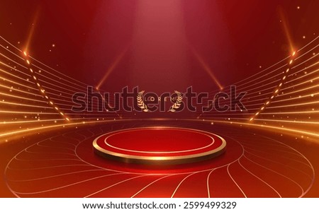 Red and gold stage with light effects