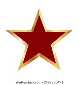 Red and gold star icon. Elegant 3D design Illustration