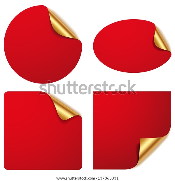 Red Gold Sticker Set Stock Vector (Royalty Free) 137863331