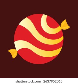 Red and Gold Swirl Round Glossy Wrapped Candy