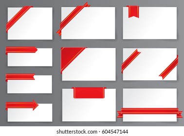 Red and Gold Tag with Corner Ribbon Vector