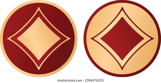 Red and gold traditional Chinese coin money symbol vector illustration element