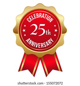 Red gold twenty-five year anniversary badge