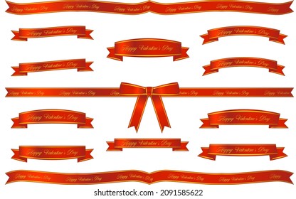 Red and gold Valentine's Day decorative ribbon, Happy Valentine's Day