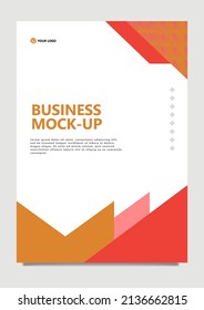 Red and gold vector business mock up template with gradient triangles decoration. Suitable for company profile, promotion media, and annual report. 