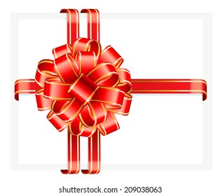 Red and gold vector gift bow and ribbon