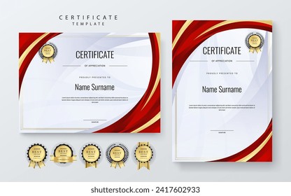 Red and gold vector modern luxury certificate corporate template design