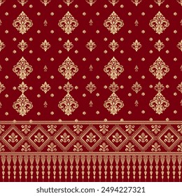 Red And Gold Victorian Damask Luxury Decorative Fabric Pattern