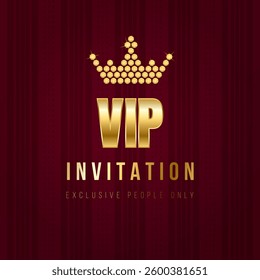 Red and gold VIP invitation. Exclusive people only. Premium vector illustration for club, casino, party, spa, lounge, concert