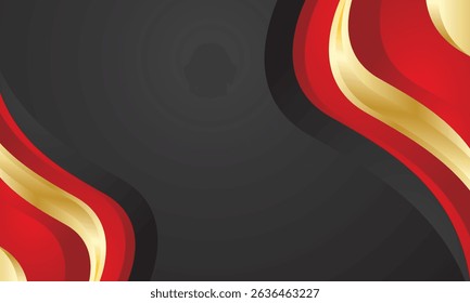 Red gold wave abstract certificate black background