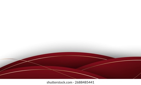 Colección de Vector de marco de esquina y borde de forma Abstractas de onda de oro rojo. Elementos decorativos Esquinas, bordes y marco