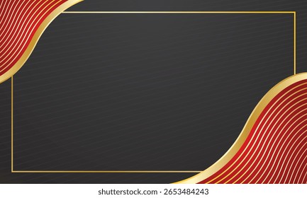 Onda de ouro vermelho sobre fundo preto para certificado de luxo