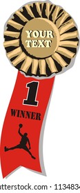 Red and gold the winner ribbon award on white background, vector illustration