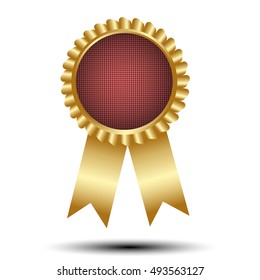 Red and gold the winner ribbon award on background, vector illustration