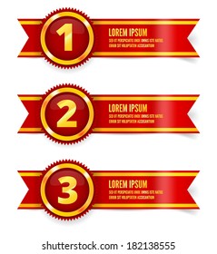 Red And Gold The Winner Ribbon Awards On Background, Vector Illustration