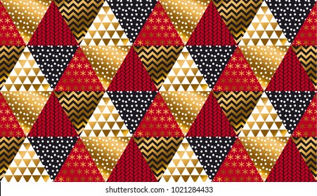 Red and gold xmas carnival pattern. Stock vector illustration. Magic fairy tale decorative design element for card, invitations, wedding pattern.