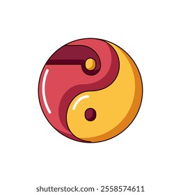 red and gold yin yang symbol chinese new year isolated vector detailed icon