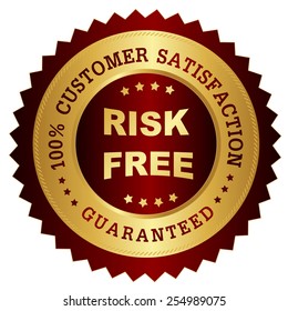 Red and golden 100% customer satisfaction guarantee stamp / seal 