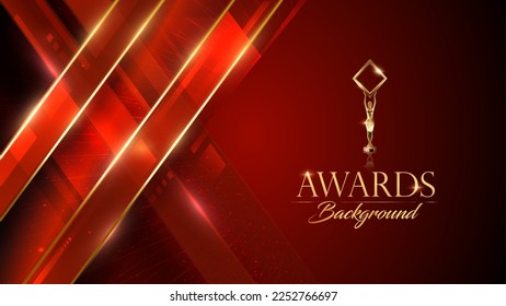 Red Golden Award Background. Luxury Graphics. Modern Abstract Background. Corner Cross Lines Blended Background. 