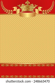 red and golden background with crown