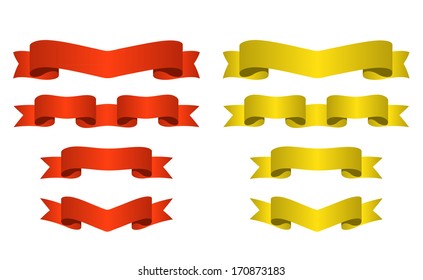 Red and golden banners set. Vector illustration.