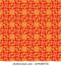 Red Golden chinese pattern collection, Abstract background, Decorative ornament wallpaper. ethnic traditional japanese asian geometric. vector line linear illustration. new year kimono. 
