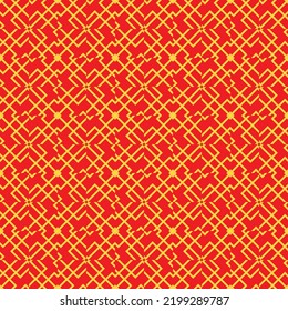 Colección de motivos de chino dorado rojo, fondo abstracto, papel tapiz adorno decorativo. geométrico asiático japonés tradicional étnico. ilustración lineal de línea vectorial. kimono de año nuevo. 
