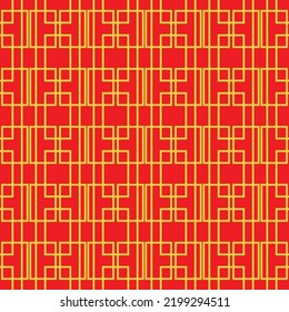 Red Golden chinese pattern collection, square diamond Abstract background, Decorative ornament wallpaper. ethnic traditional japanese asian geometric. vector line linear illustration. new year kimono
