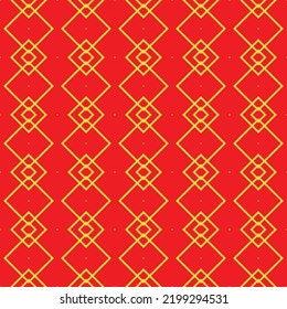 Red Golden chinese pattern collection, square diamond Abstract background, Decorative ornament wallpaper. ethnic traditional japanese asian geometric. vector line linear illustration. new year kimono
