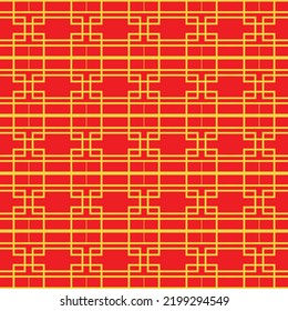 Red Golden chinese pattern collection, square diamond Abstract background, Decorative ornament wallpaper. ethnic traditional japanese asian geometric. vector line linear illustration. new year kimono
