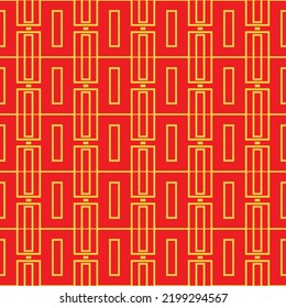 Red Golden chinese pattern collection, square diamond Abstract background, Decorative ornament wallpaper. ethnic traditional japanese asian geometric. vector line linear illustration. new year kimono
