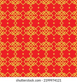 Colección de patrones rojos de chino dorado, diamante cuadrado Fondo abstracto, Papel decorativo adorno. geométrico asiático japonés tradicional étnico. ilustración lineal de línea vectorial. kimono de año nuevo
