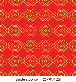 Red Golden chinese pattern collection, square diamond Abstract background, Decorative ornament wallpaper. ethnic traditional japanese asian geometric. vector line linear illustration. new year kimono
